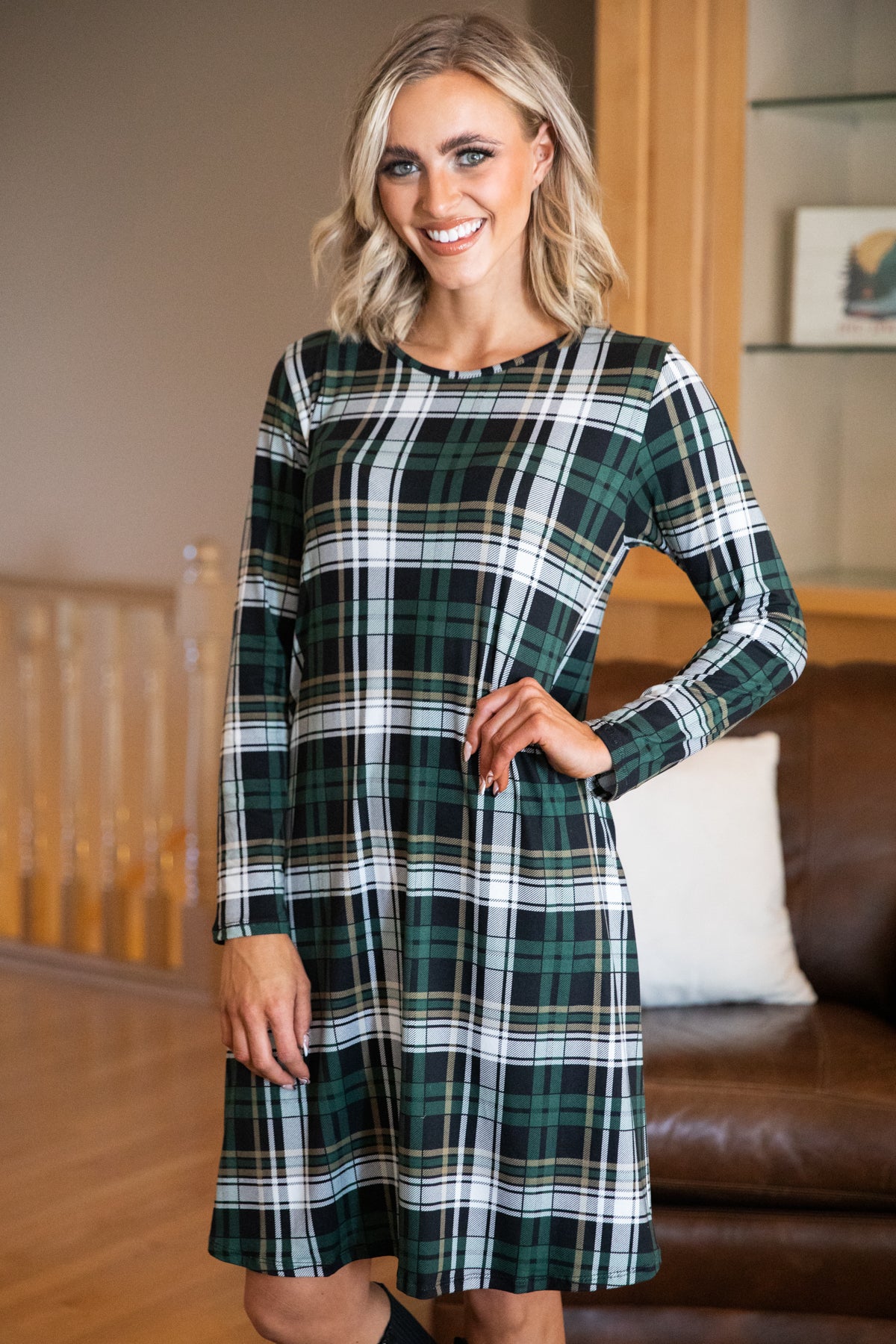 Hunter Green and Black Plaid Dress - Filly Flair