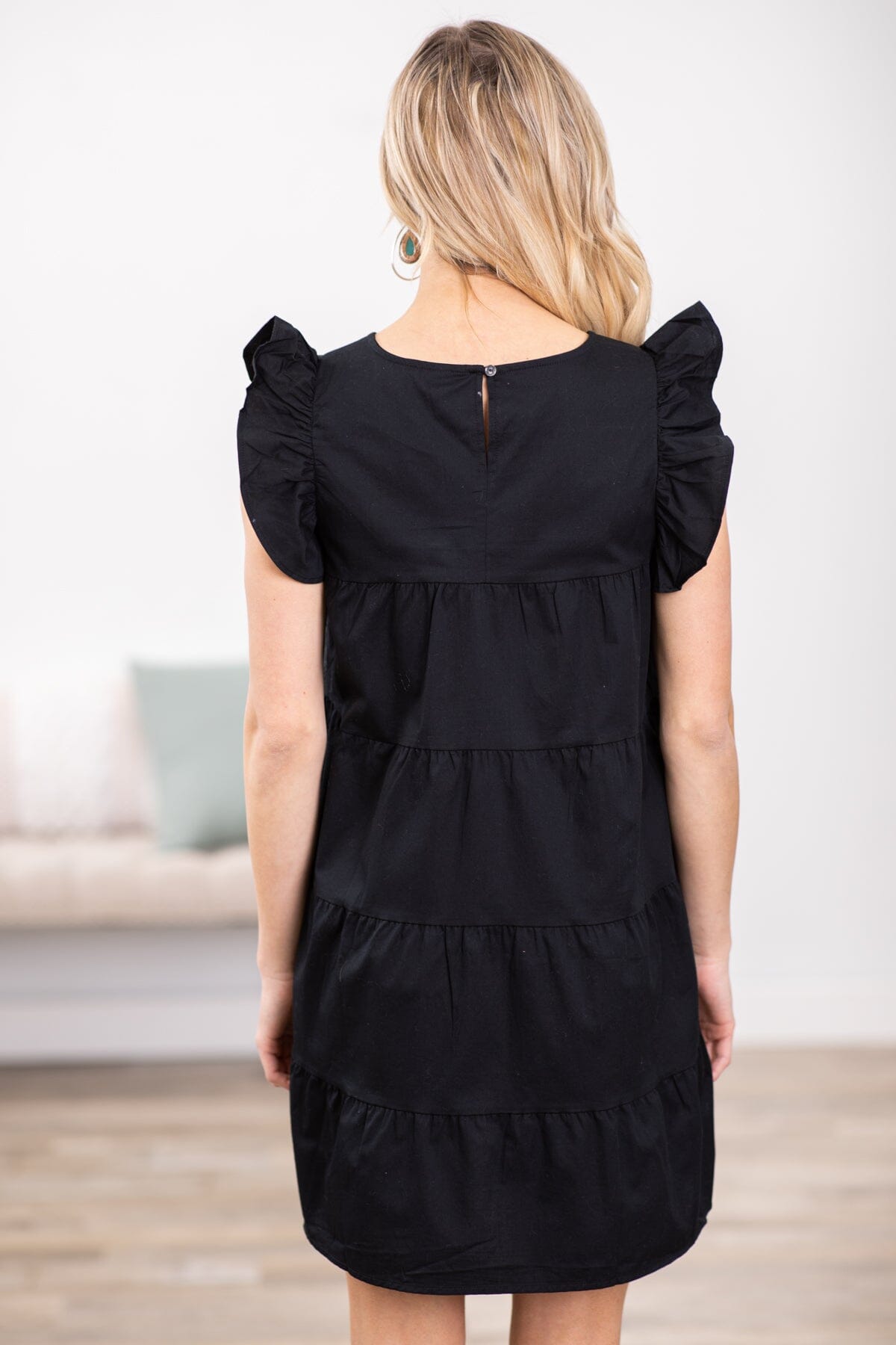 Black Tiered Ruffle Sleeve Dress · Filly Flair