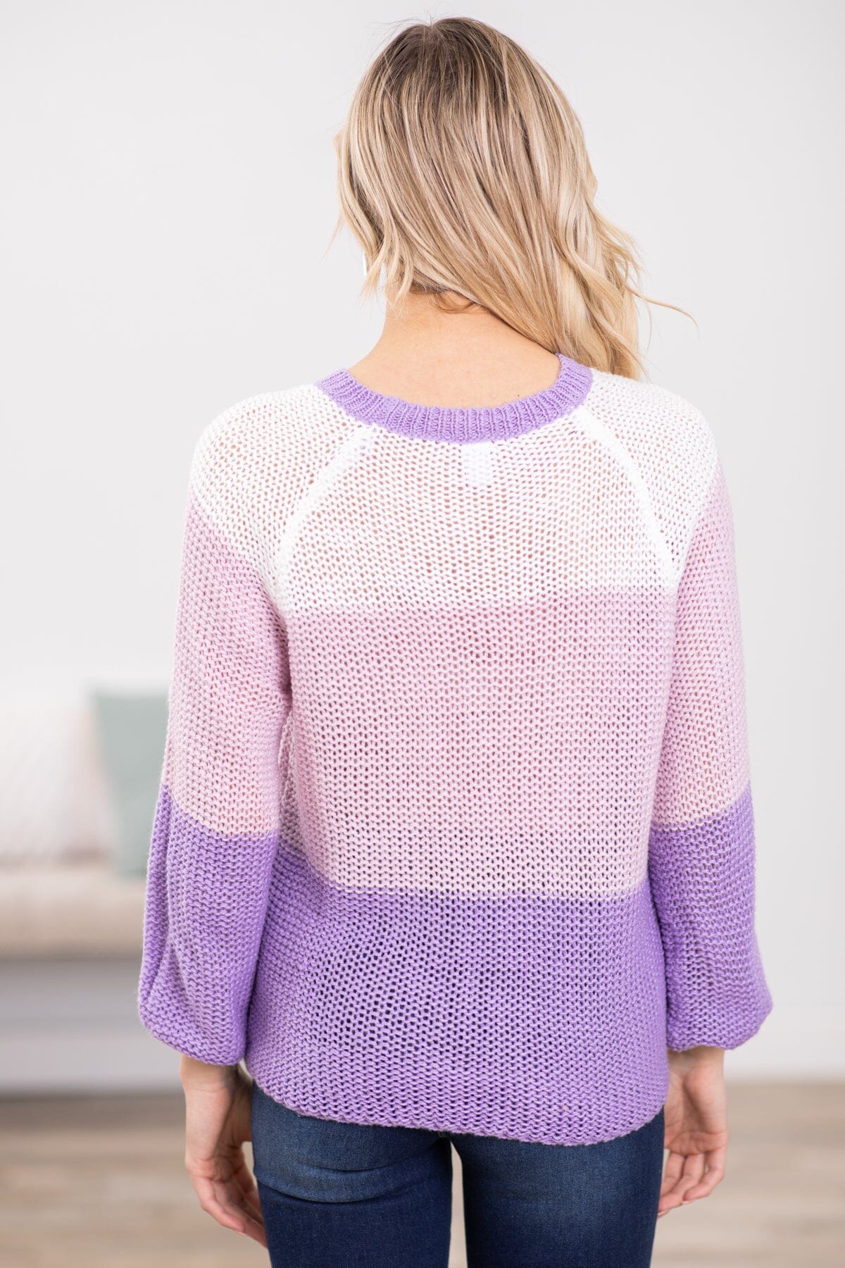 Lavender Colorblock Sweater - Filly Flair