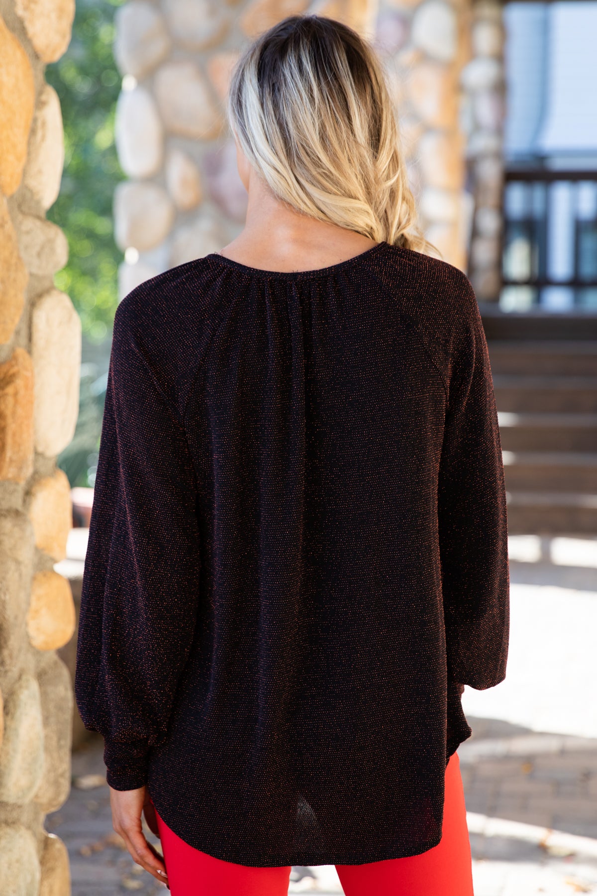 Black Shimmer Long Sleeve Top - Filly Flair