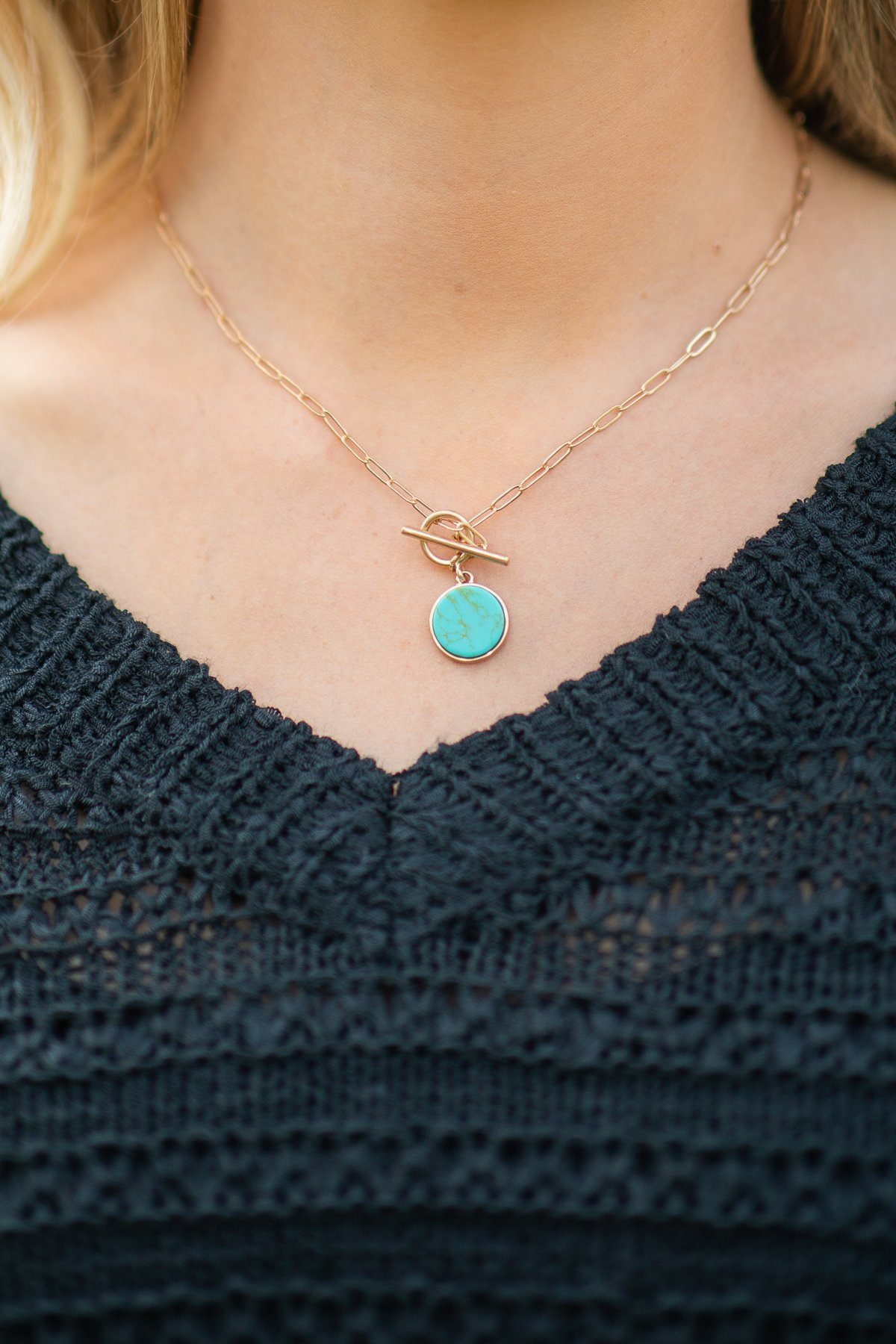 Turquoise Toggle Pendant Necklace - Filly Flair