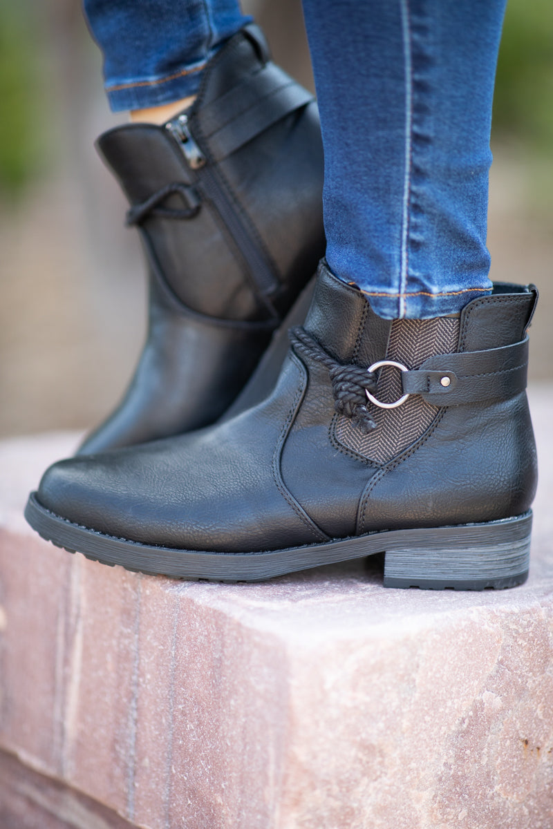 Black Booties With Ankle Detail - Filly Flair