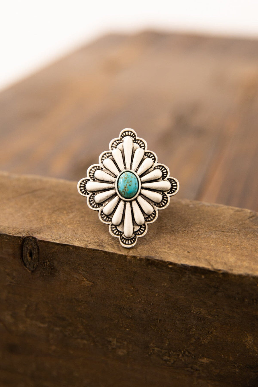 Turquoise Stone Adjustable Ring - Filly Flair