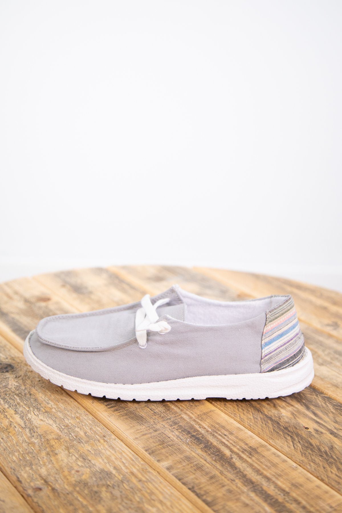 Grey Slip On Shoe with Multicolor Heel - Filly Flair