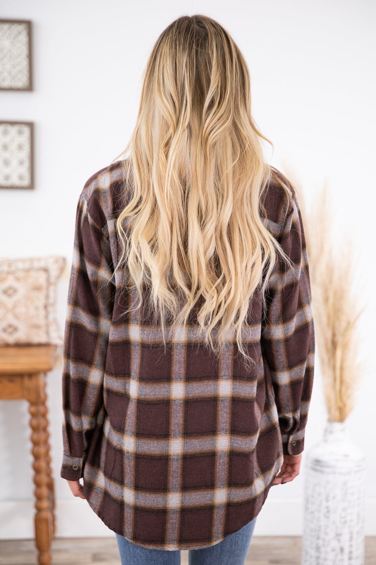 Chestnut Plaid Button Up Top - Filly Flair