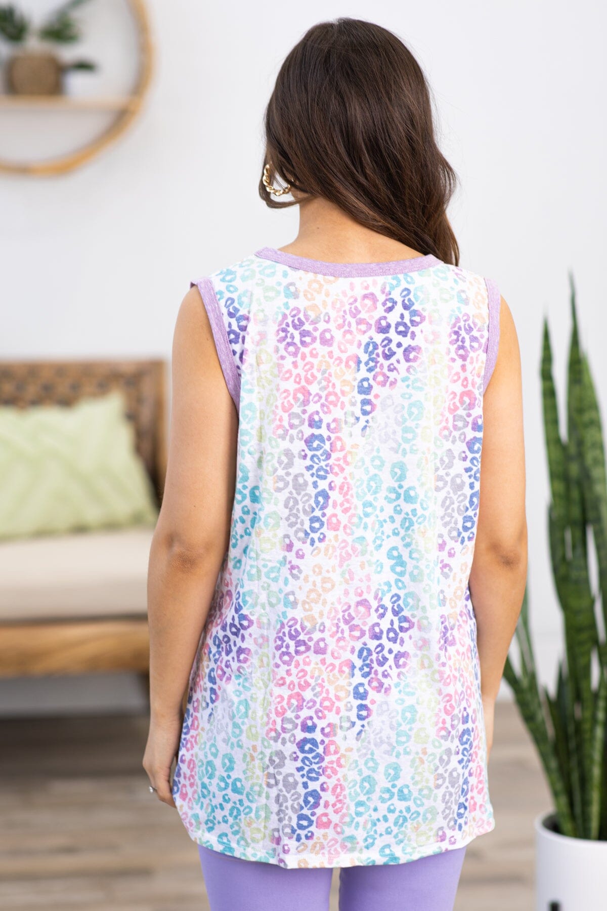 Lavender Multicolor Ombre Animal Print Tank - Filly Flair