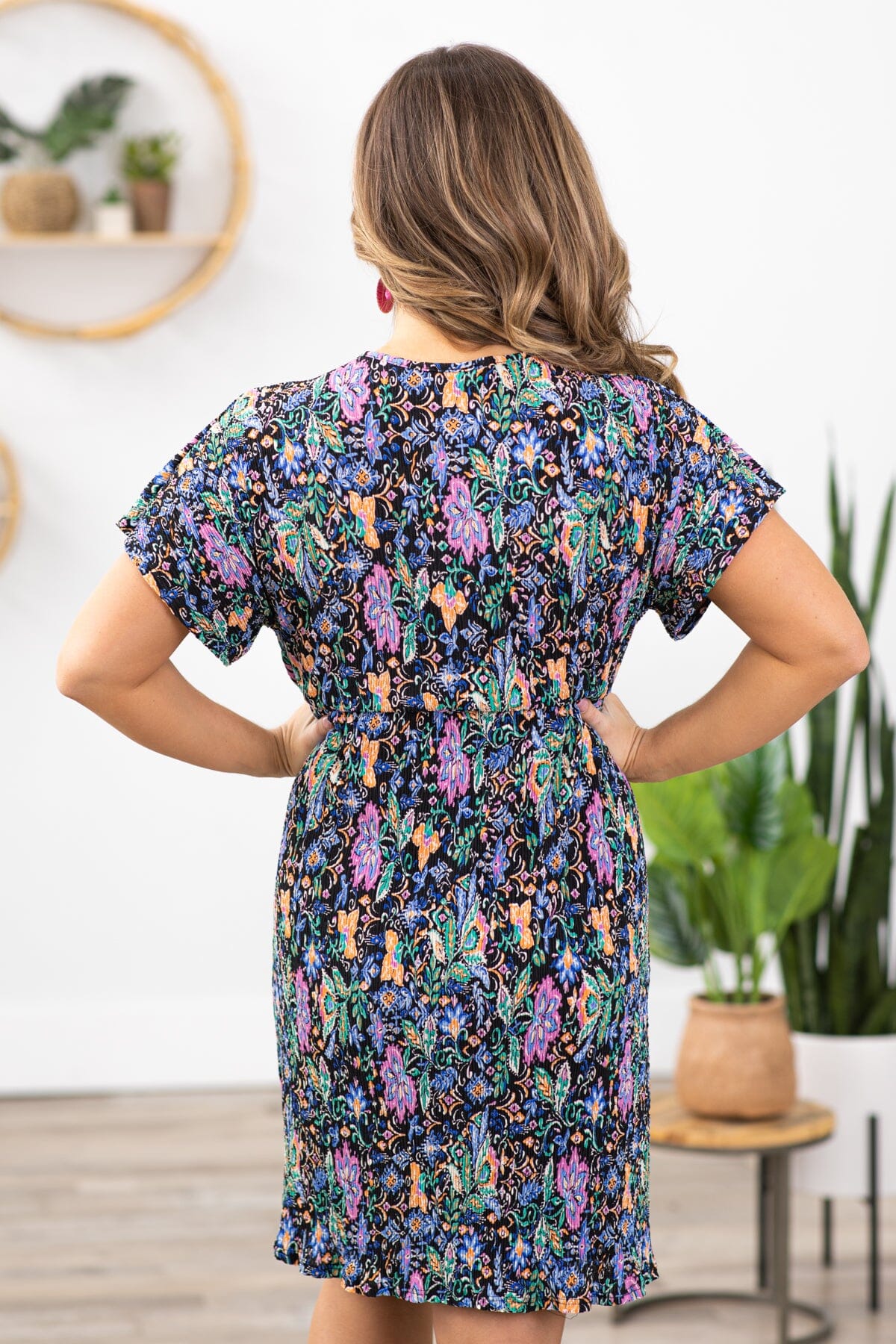 Black and Lavender Multicolor Floral Dress - Filly Flair