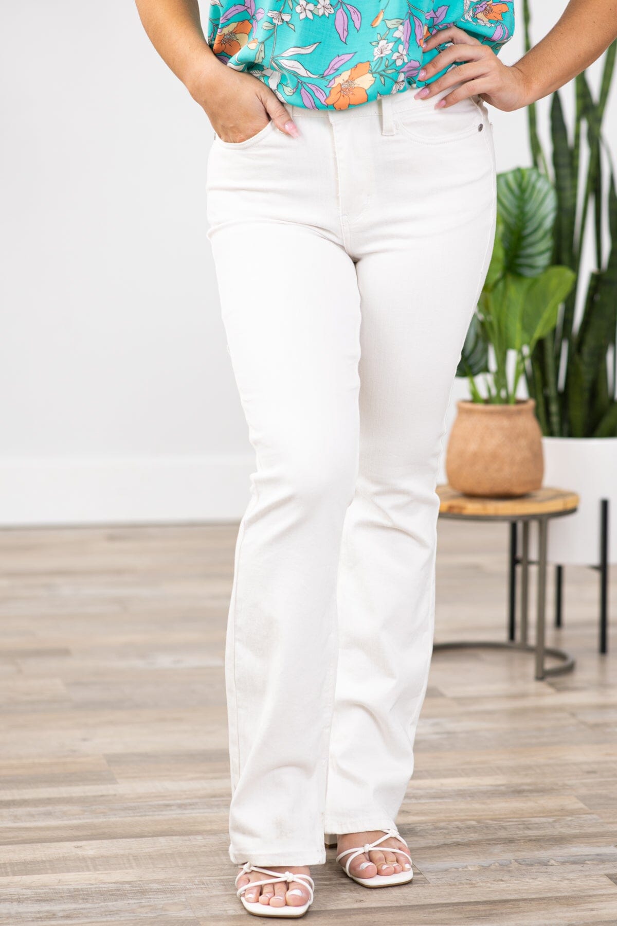 Judy Blue Off White Bootcut Jeans - Filly Flair