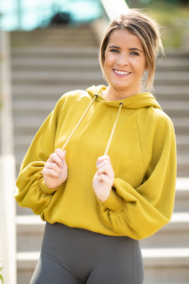 Light Olive Raglan Sleeve Hooded Sweatshirt - Filly Flair