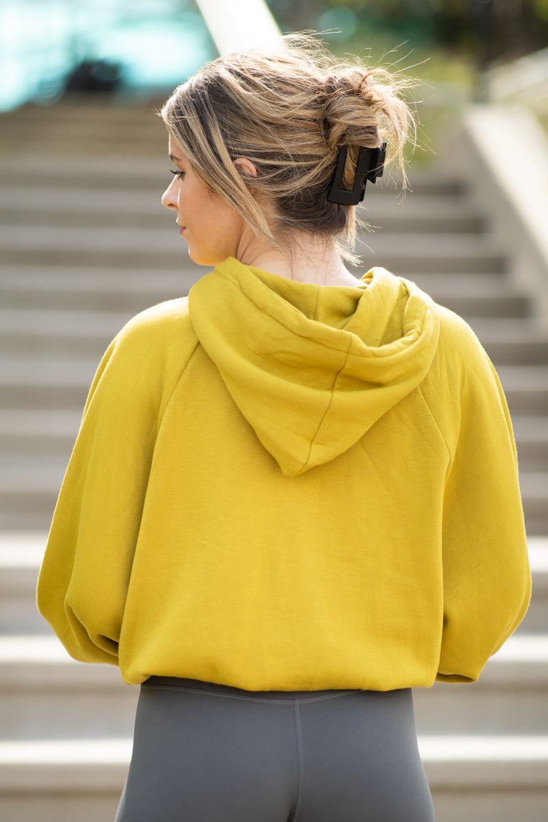 Light Olive Raglan Sleeve Hooded Sweatshirt - Filly Flair