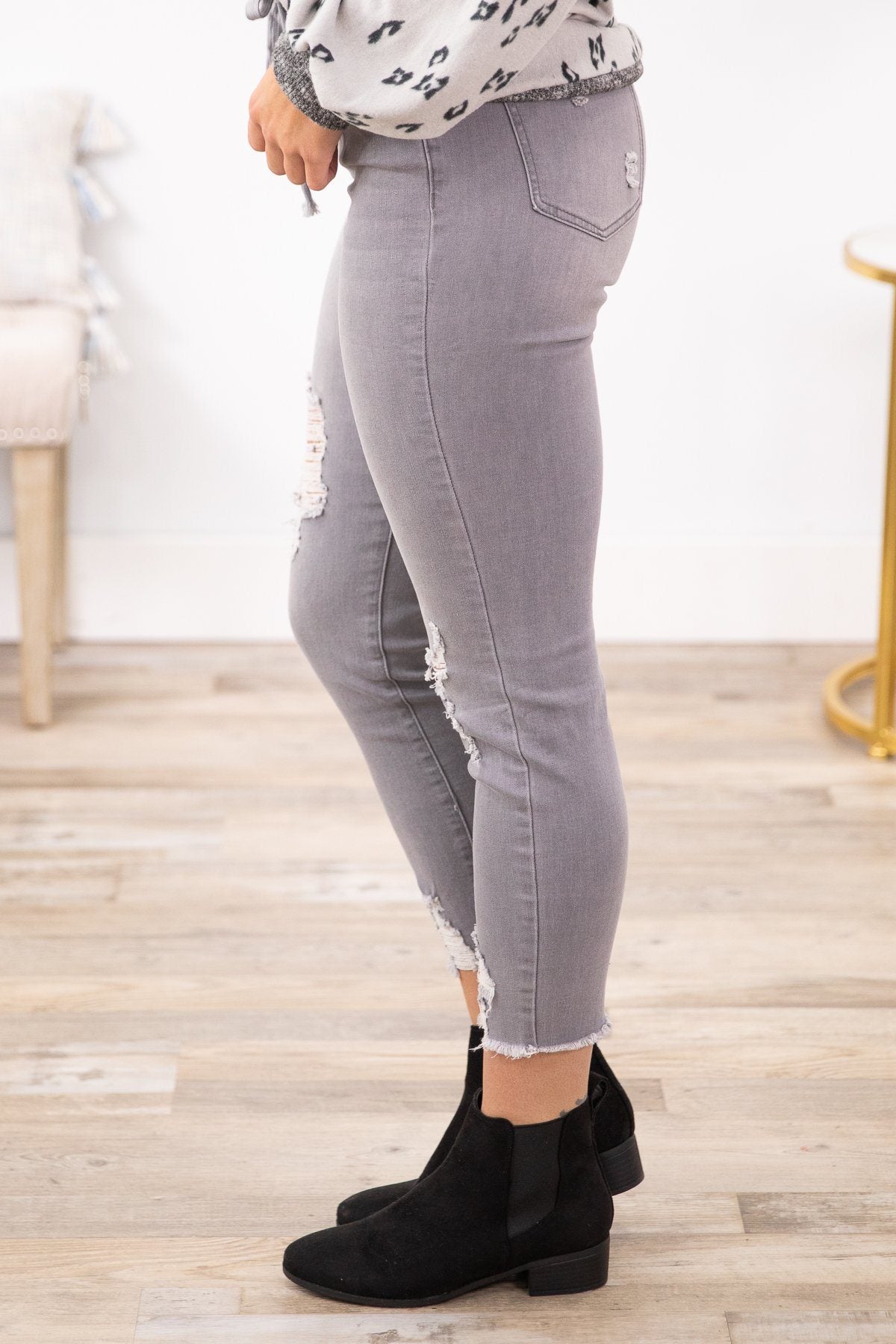 OLD PRODUCT YMI Grey High Rise Distressed Jogger - Filly Flair
