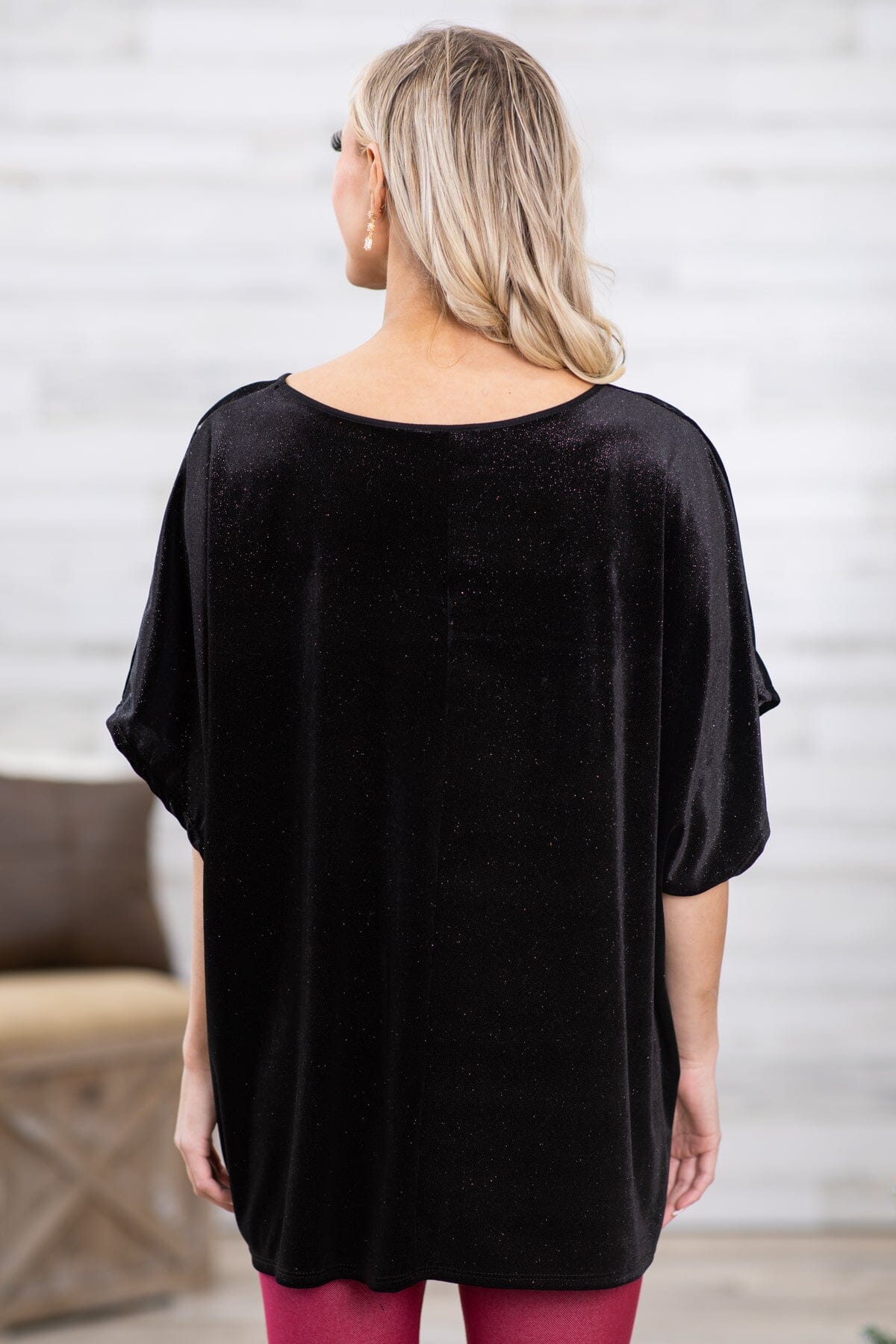 Black Velvet Dolman Sleeve Top - Filly Flair