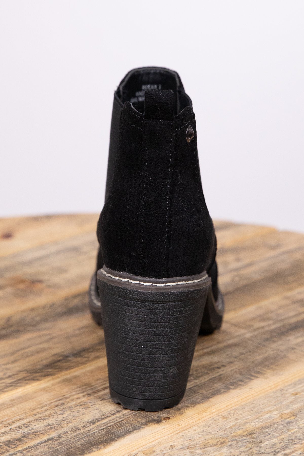 Black Pull On Booties with Stitching Detail - Filly Flair