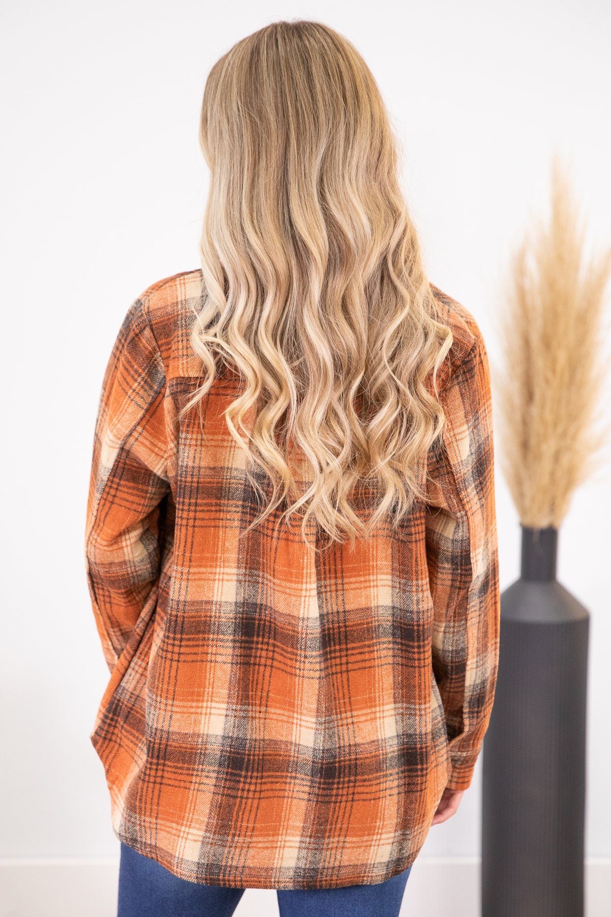 Rust and Brown Plaid Shacket - Filly Flair