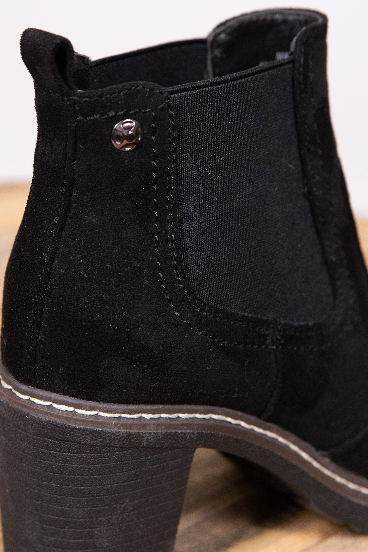 Black Pull On Booties with Stitching Detail - Filly Flair