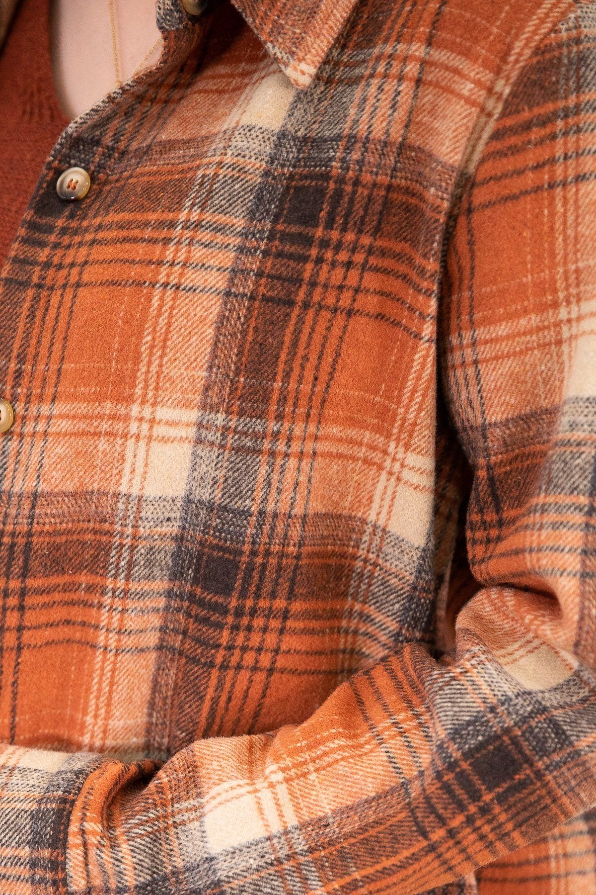 Rust and Brown Plaid Shacket - Filly Flair
