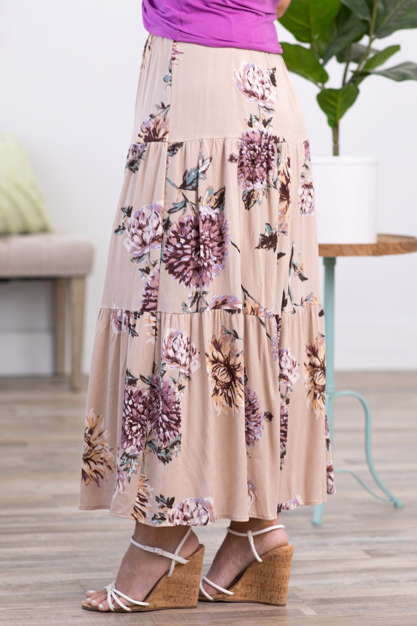 Ditzy Floral Textured Maxi Skirt