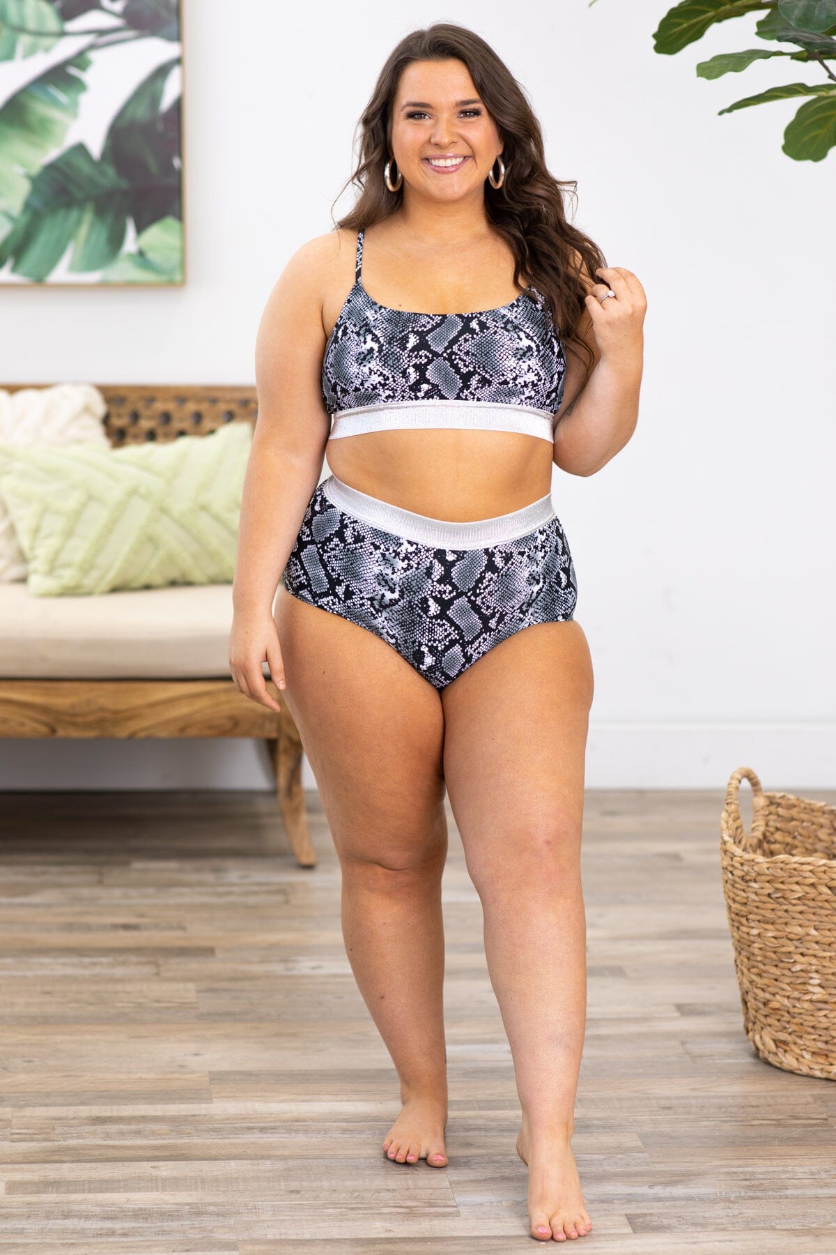 Black and Grey Animal Print Two Piece Swimsuit - Filly Flair