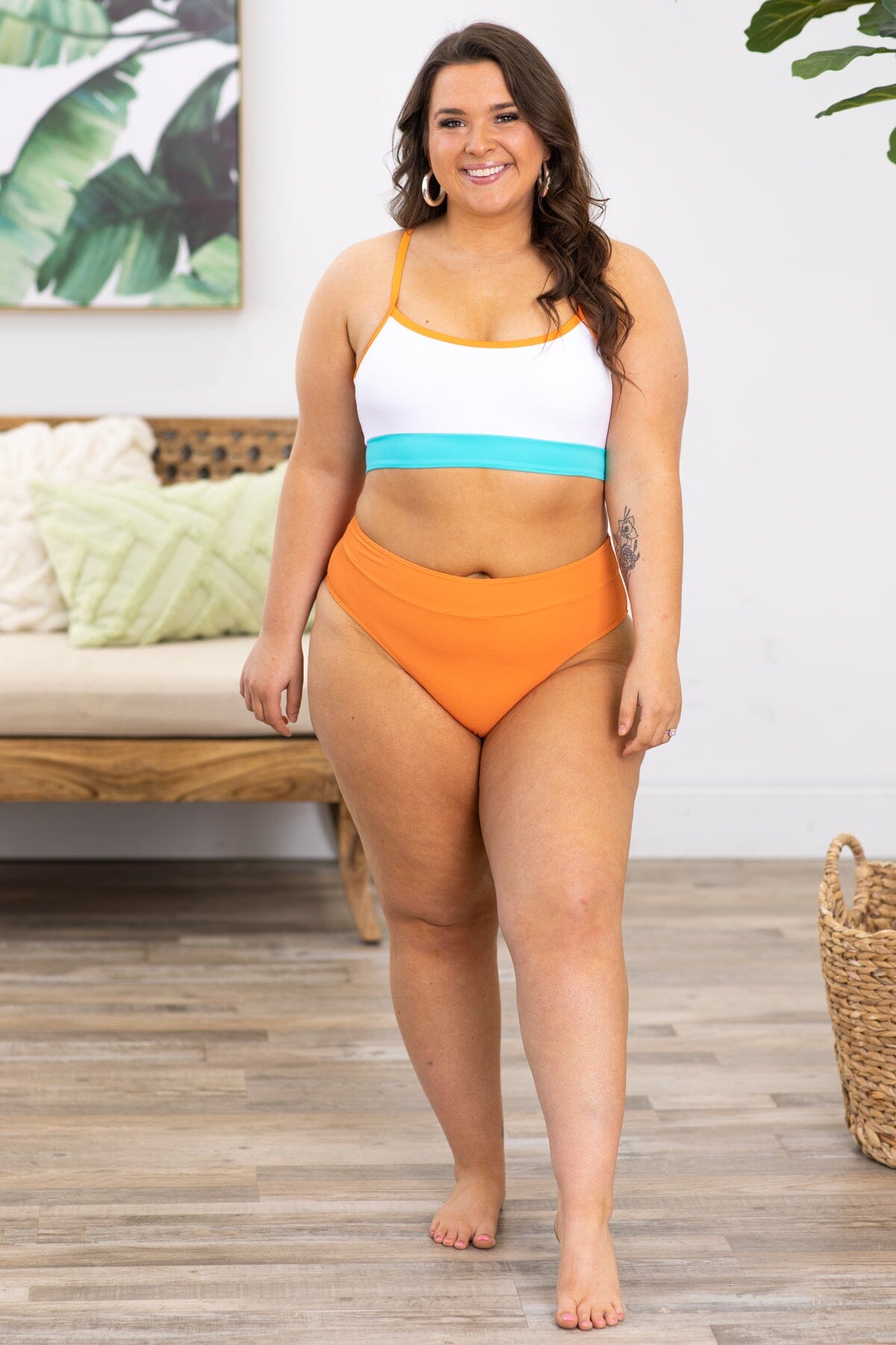Orange and White Two Piece Swimsuit - Filly Flair