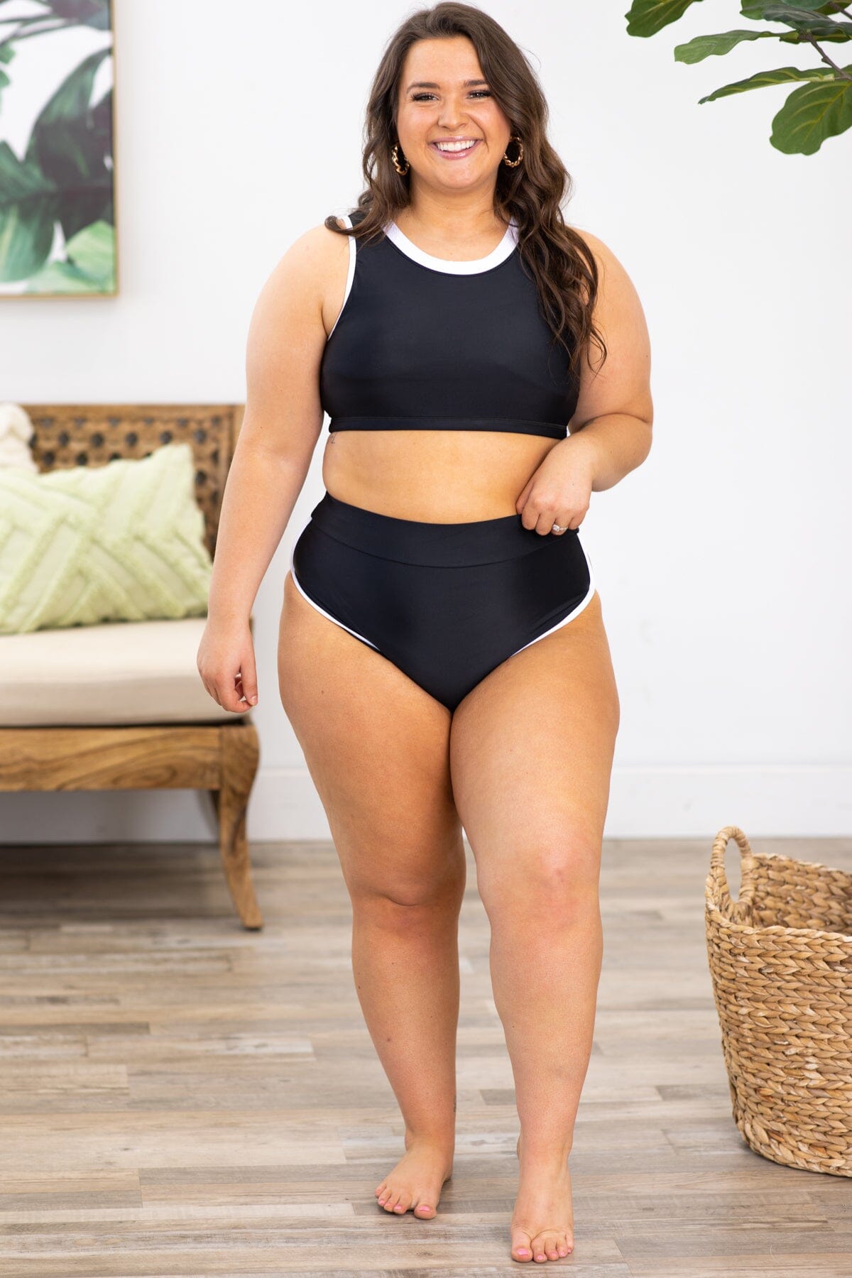 Black Short Bottom Tankini Two Piece Swimsuit - Filly Flair