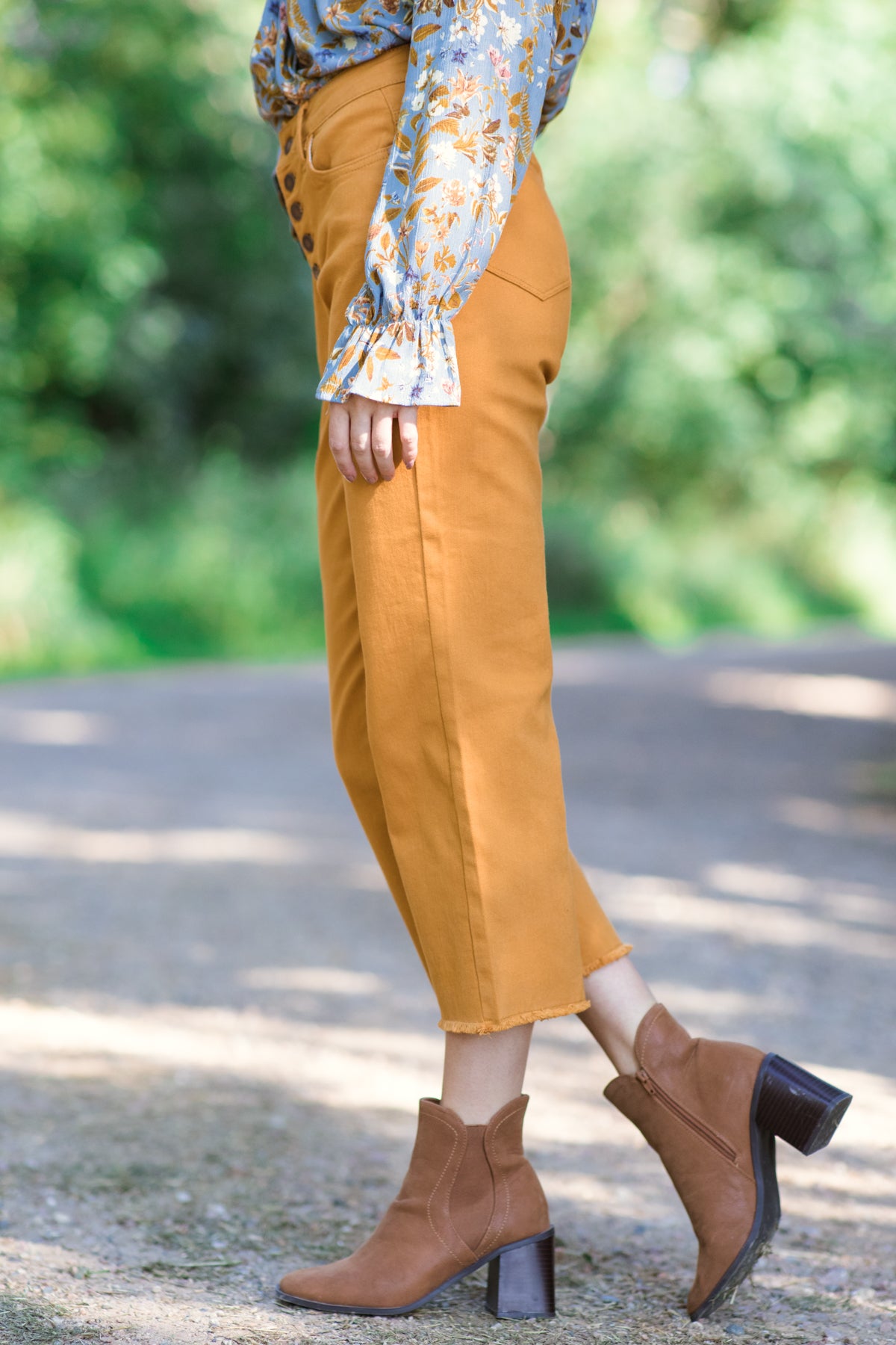 Mustard High Rise Button Fly Wide Leg Jeans - Filly Flair