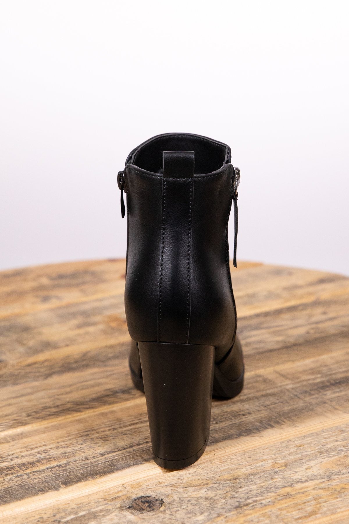 Black Faux Leather Side Zip Tall Bootie - Filly Flair