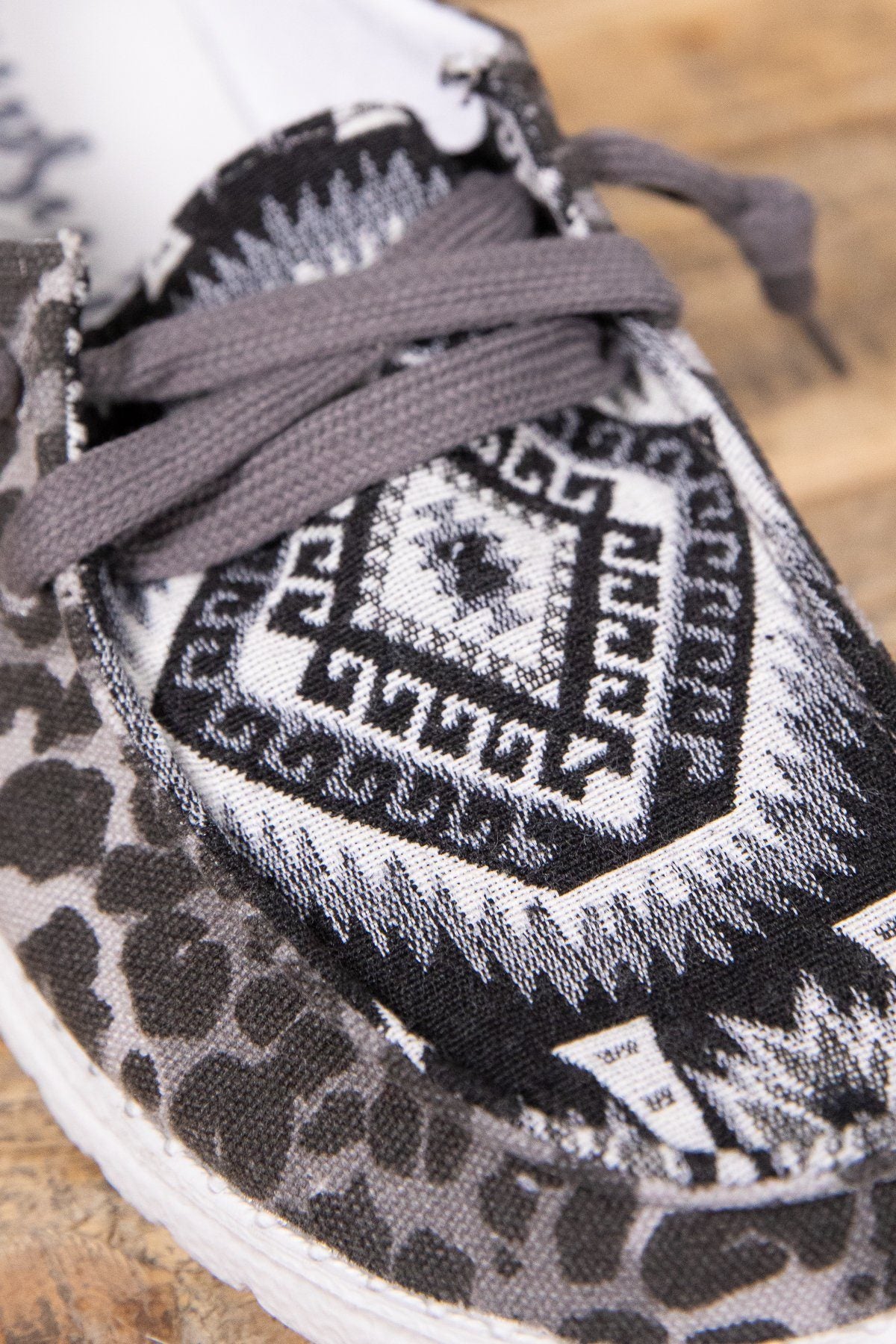 Grey Animal and Aztec Print Slip On Shoe - Filly Flair