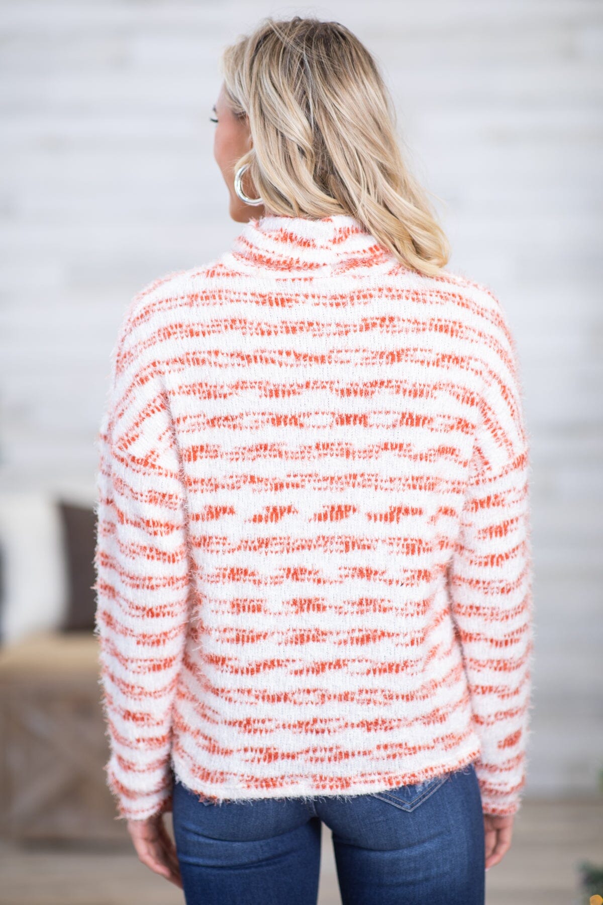 Red and White Space Dye Turtleneck Sweater - Filly Flair