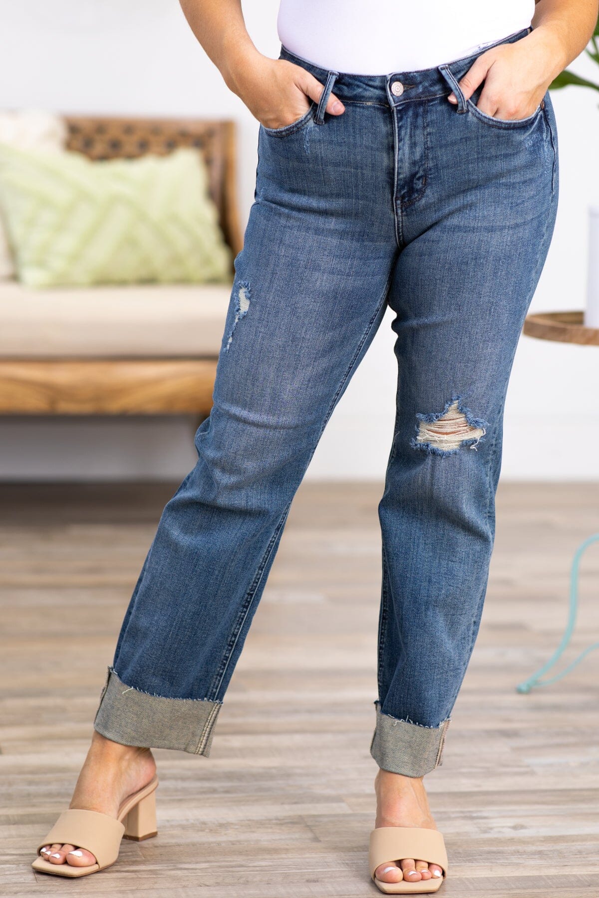 Judy Blue Single Cuff Dad Fit Jeans - Filly Flair