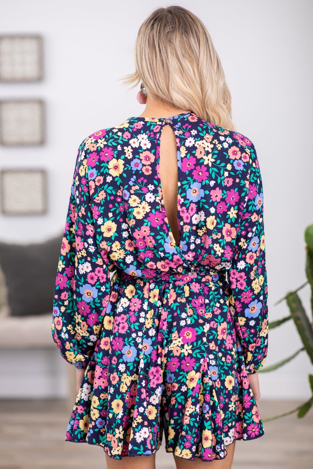Pink Multicolor Floral Long Sleeve Romper - Filly Flair