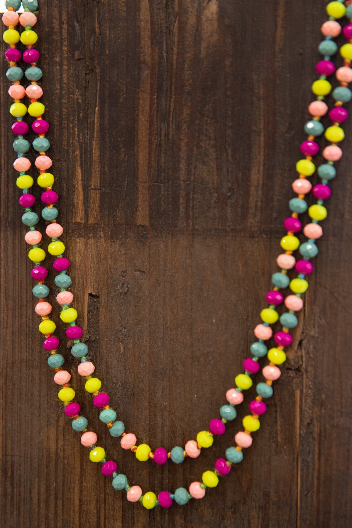 Yellow Multicolor Long Beaded Necklace - Filly Flair