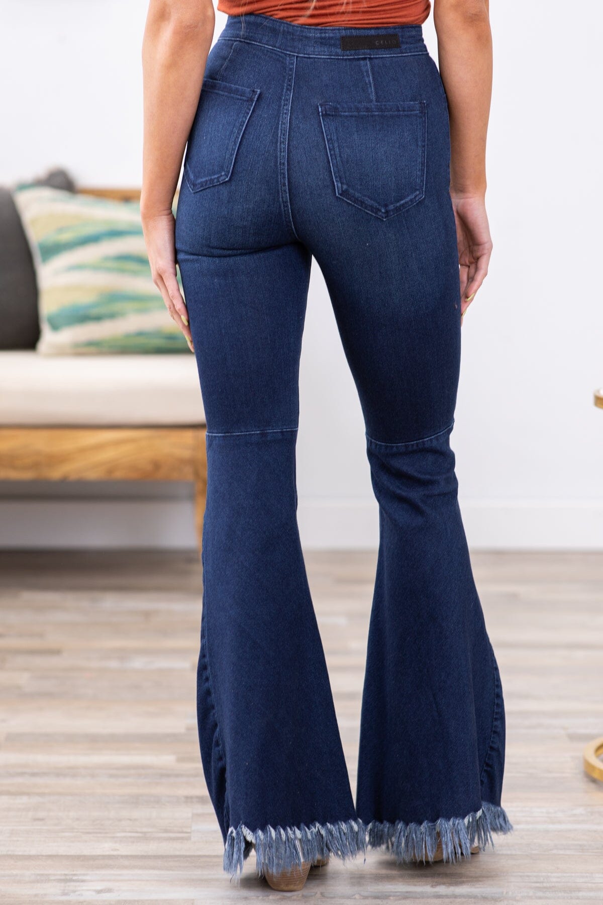 Cello High Rise Fray Hem Flare Jeans - Filly Flair