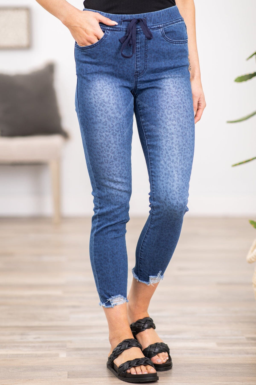 YMI Animal Print Ankle Jogger Jeans - Filly Flair