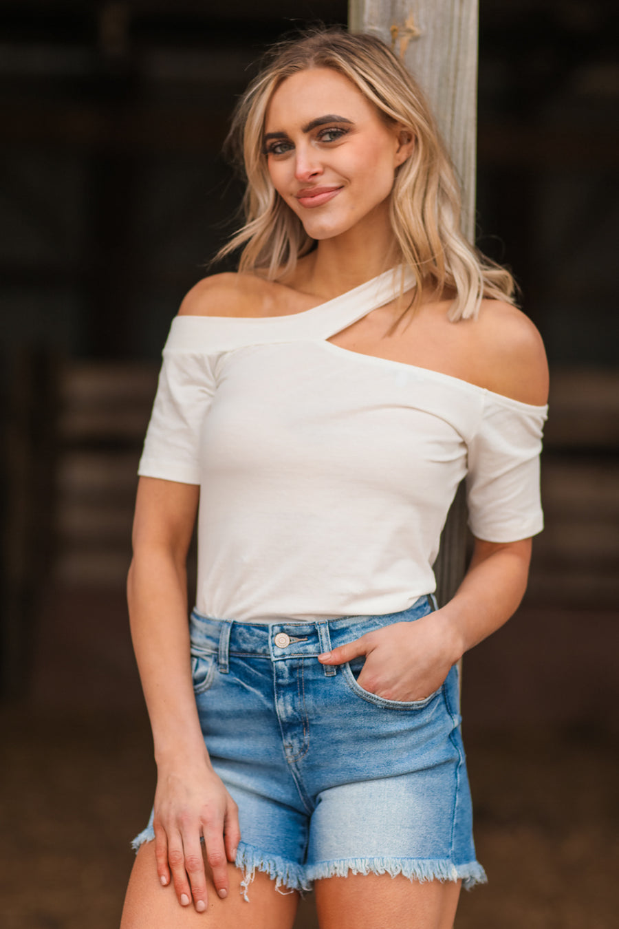 Ivory Strappy Off the Shoulder Top - Filly Flair