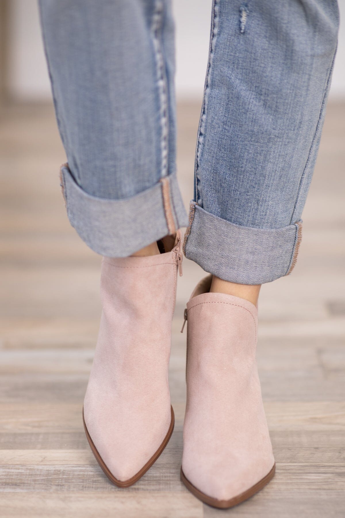 Beige Suede Heeled Bootie - Filly Flair