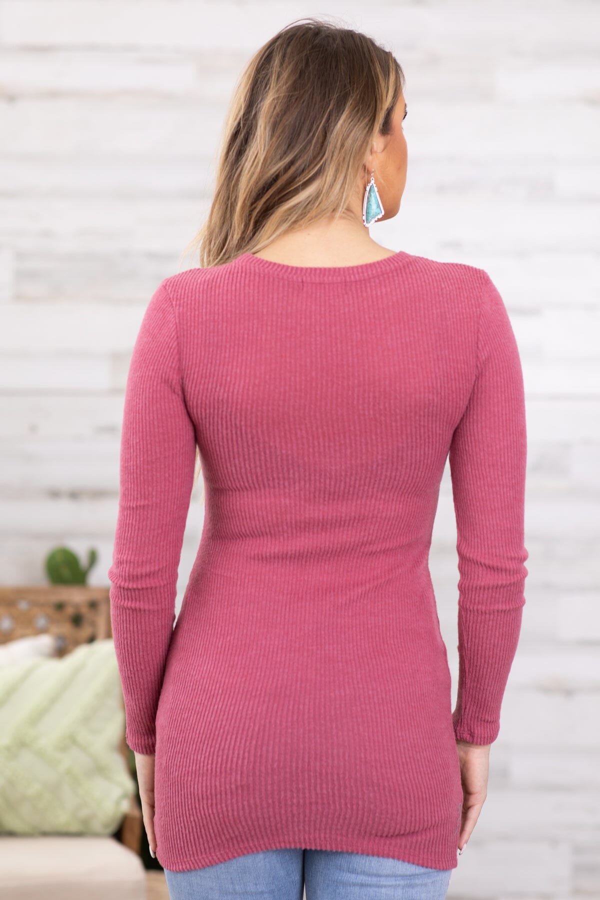 Berry Round Hem Long Sleeve Top - Filly Flair
