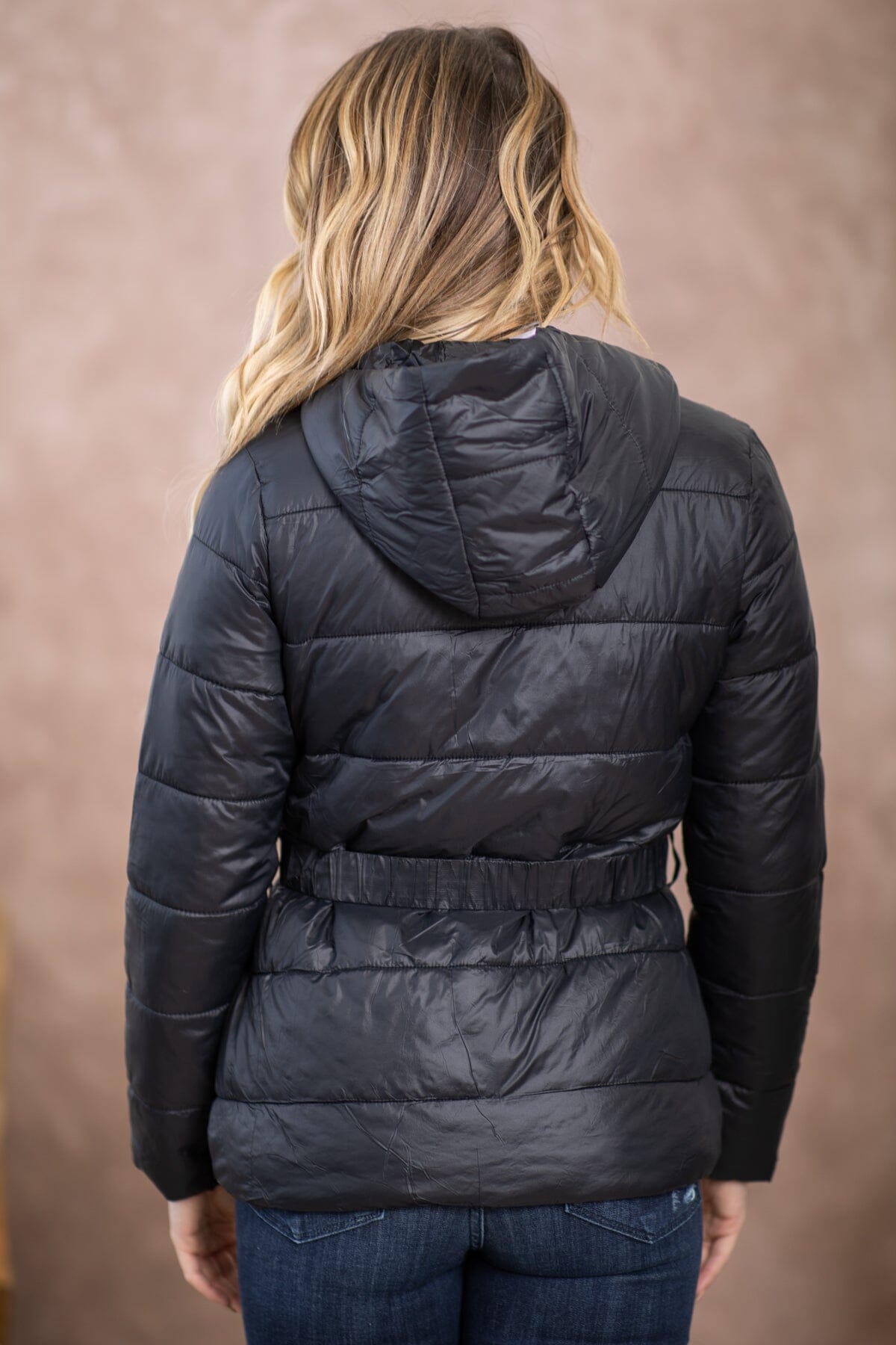 Black Belted Puffer Jacket - Filly Flair