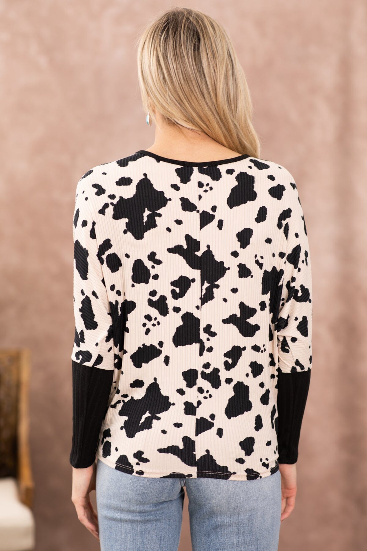 Black and Cream Cow Print Top - Filly Flair