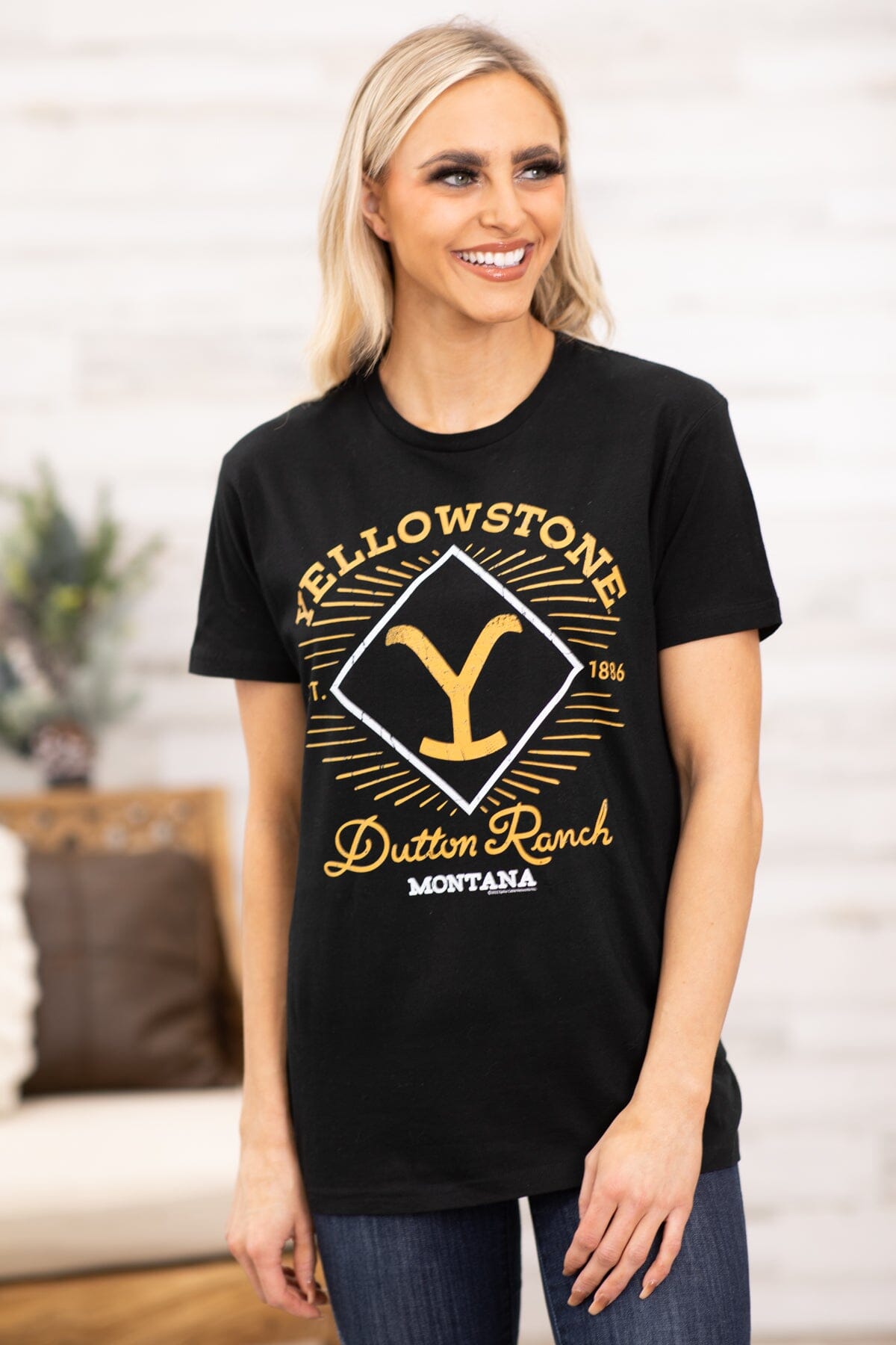 Black and Yellow Dutton Ranch Graphic Tee - Filly Flair