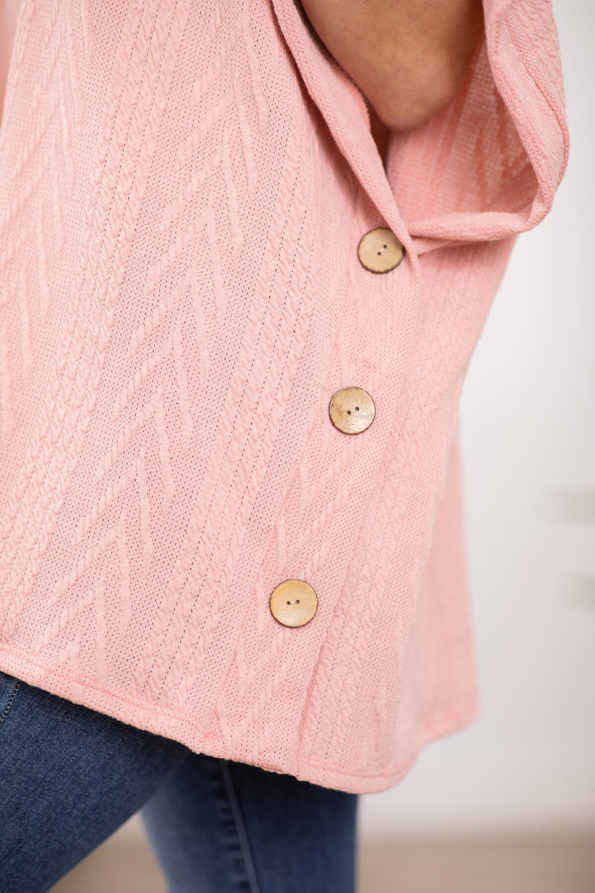 Blush Cable Knit Top With Button Detail - Filly Flair