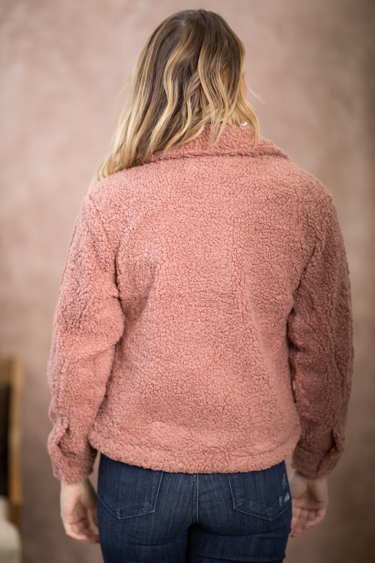 Dusty Rose Sherpa Jacket - Filly Flair