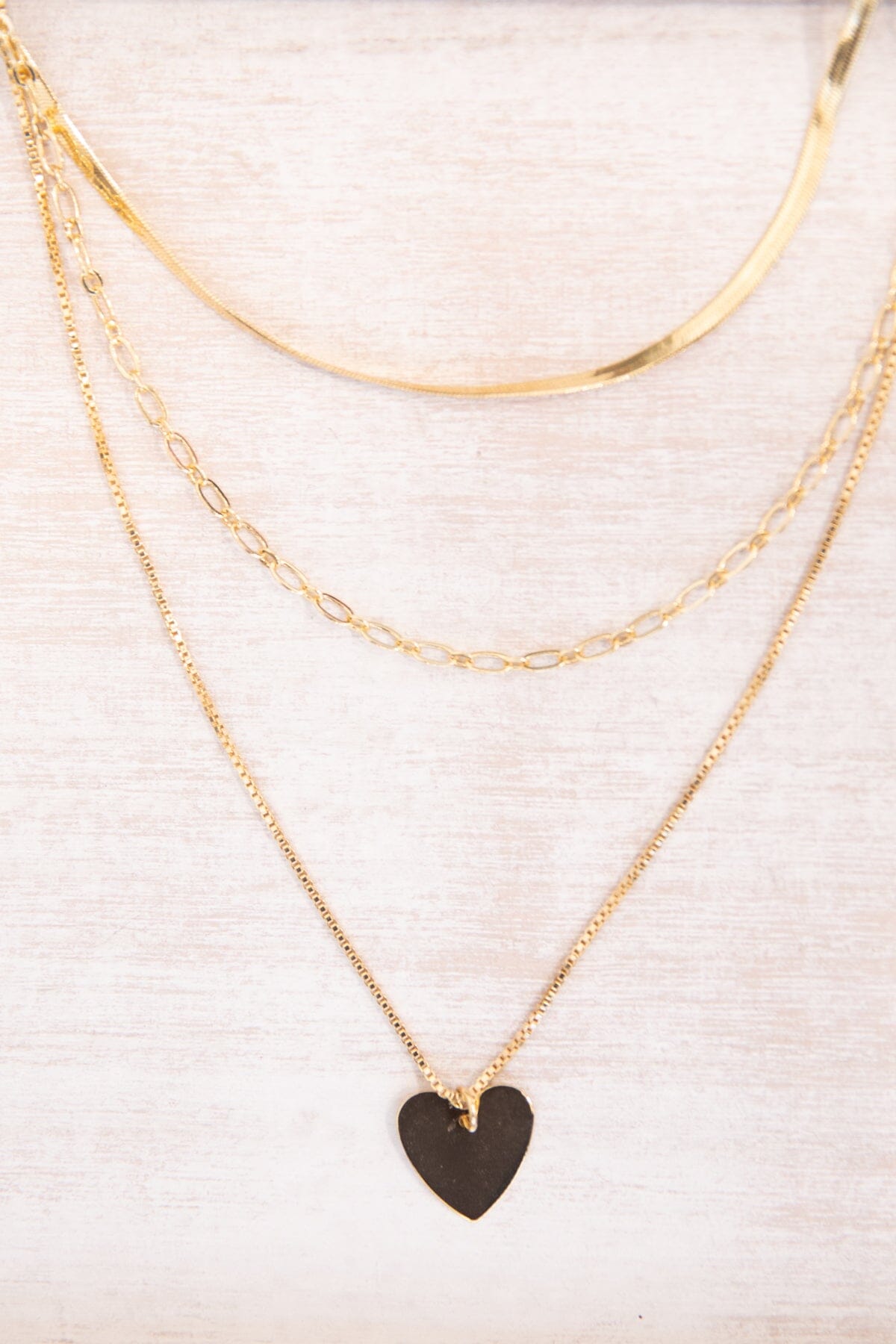 Gold Multichain Heart Charm Necklace - Filly Flair