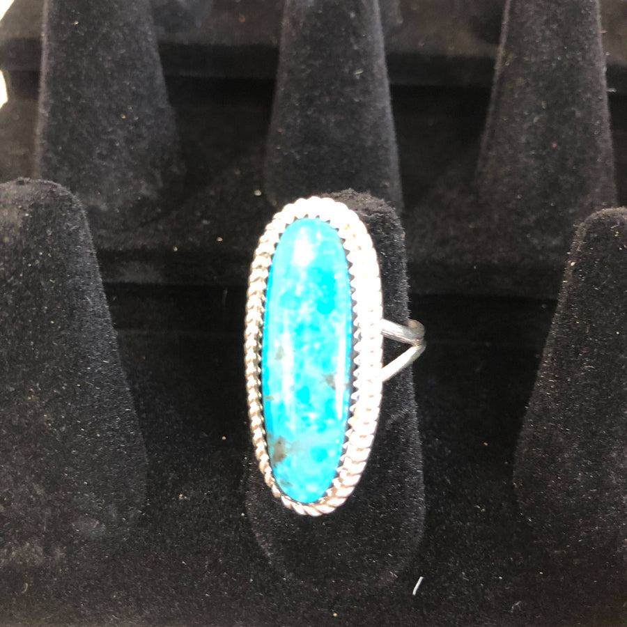 Turquoise Oval Sterling Silver Ring Size 7 - Filly Flair