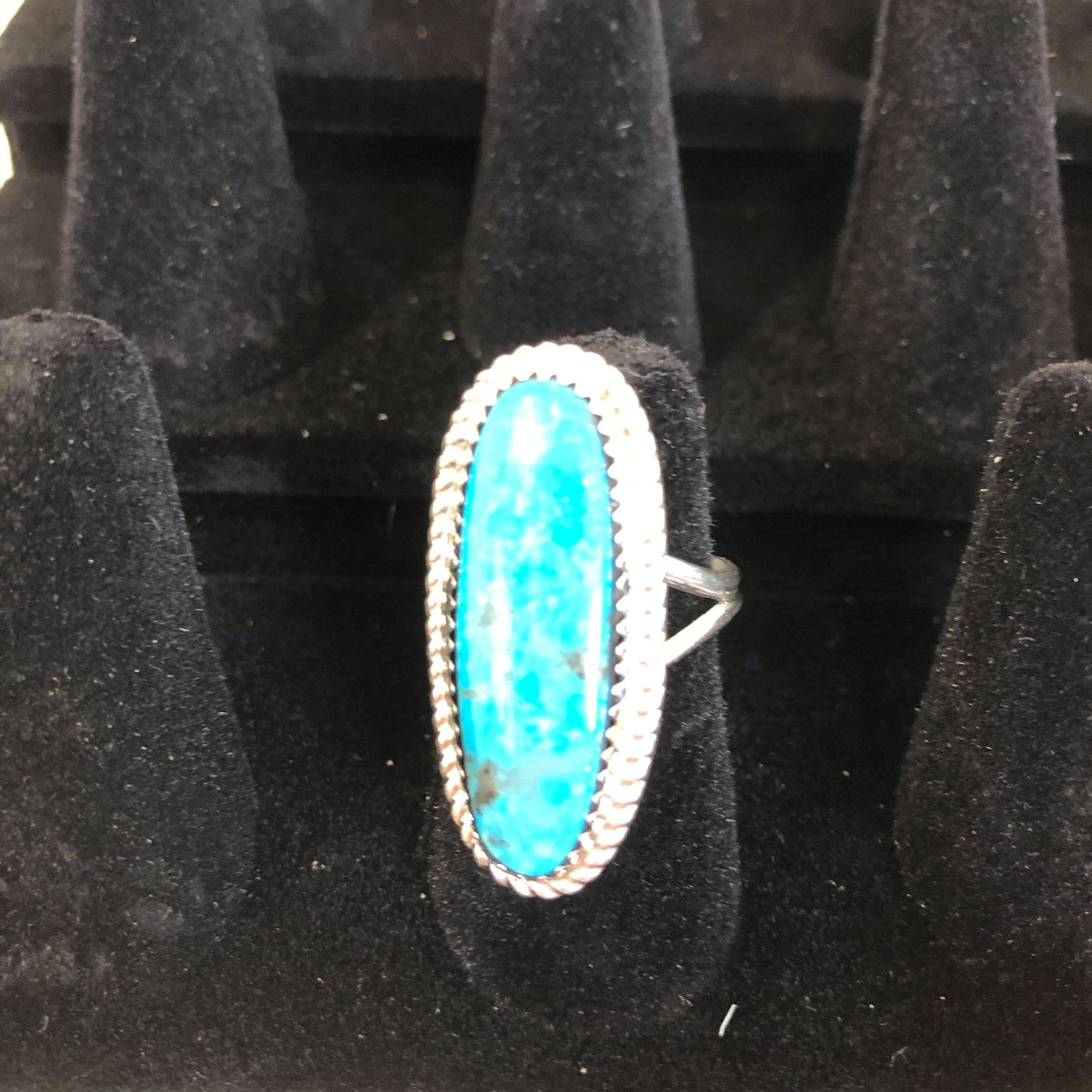 Turquoise Oval Sterling Silver Ring Size 7 - Filly Flair