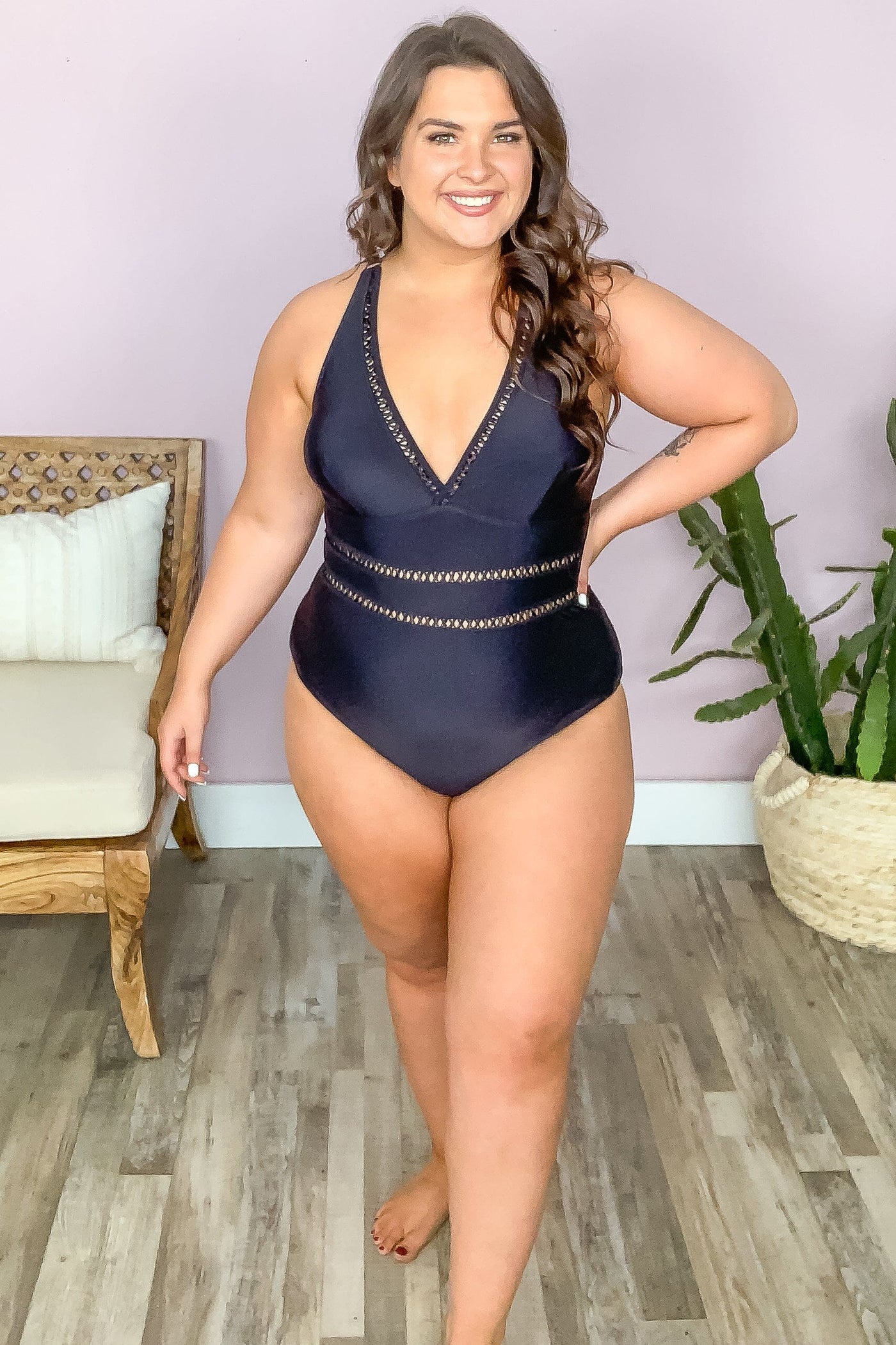 Black One Piece Swimsuit With Cutout Detail - Filly Flair