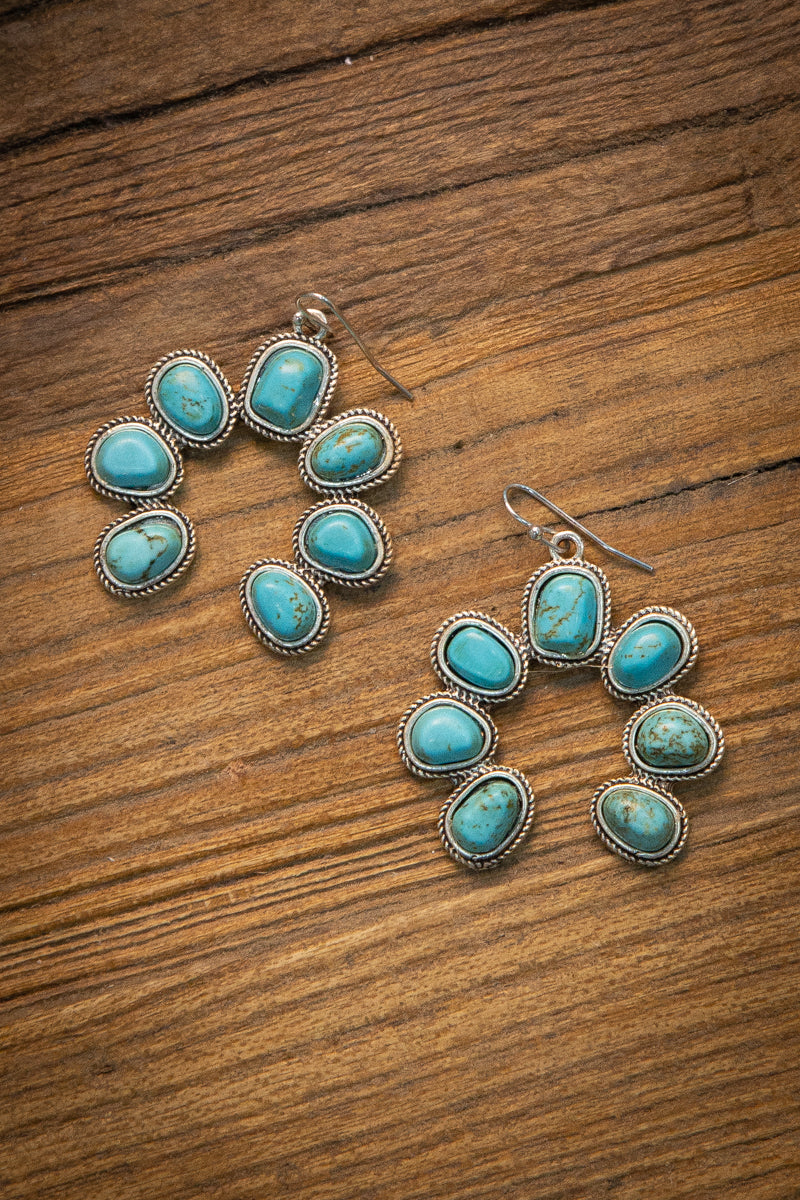 Turquoise and Silver Squash Blossom Earrings - Filly Flair