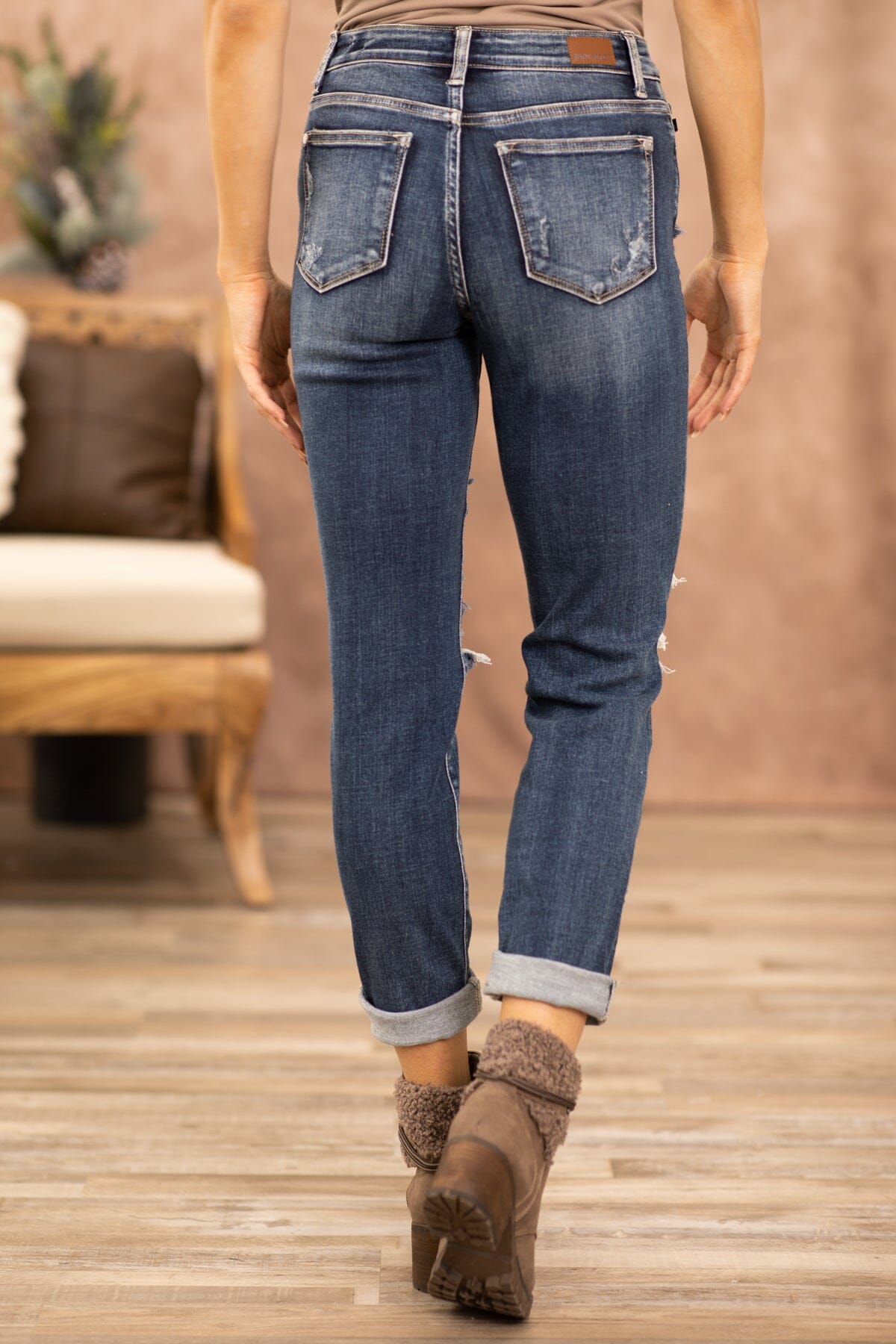 New Judy Blue Mid Rise Americana Flag Cuff Boyfriend Jean In Blue 67aa5f0528fc0186988d426e