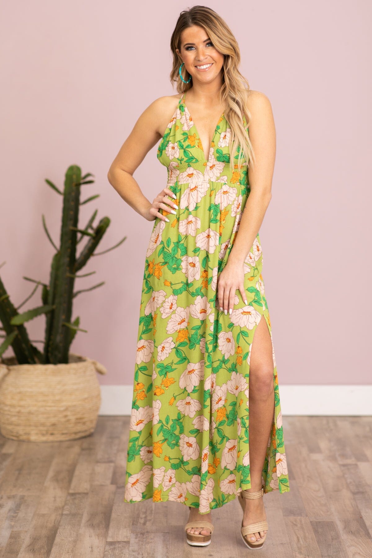 Kelly Green Multicolor Floral Print Maxi Dress Filly Flair Kelly Green Multicolor Floral Print Maxi Dress Filly Flair