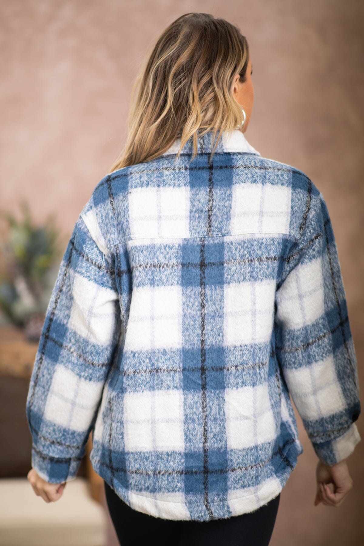 Navy and Ivory Plaid Shacket - Filly Flair