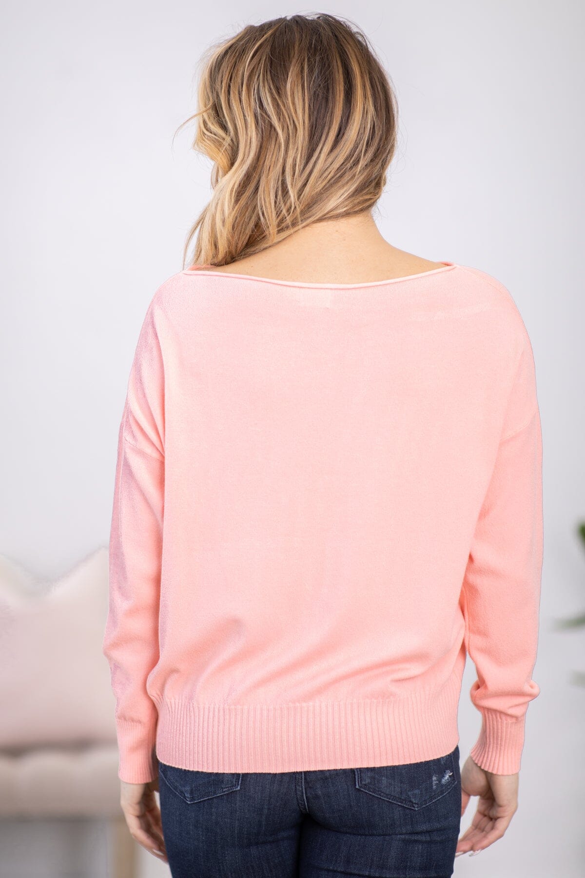 Neon Coral Boatneck Dolman Sleeve Top - Filly Flair